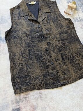 Vintage Dressbarn Vest- Black & Brown Size 8
